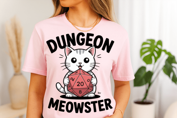 Cute Cat with Rpg Dice Graphics for T-Shirt Designs