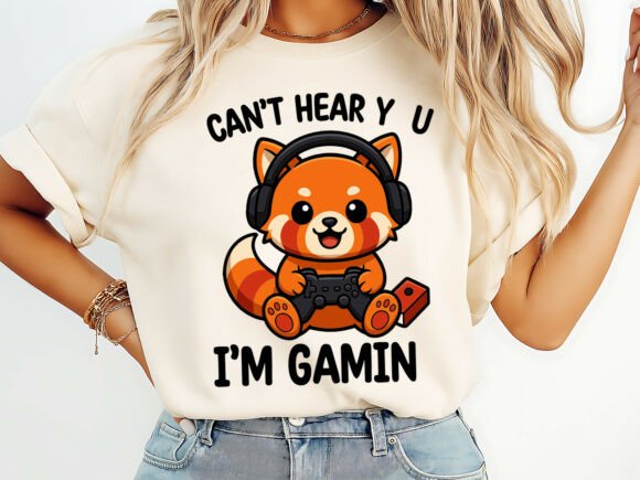 Cute Gamer Red Panda T-shirt Design Graphics