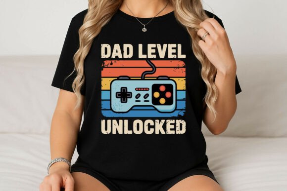 Dad Level Unlocked: Retro Graphics for T-Shirt Designs