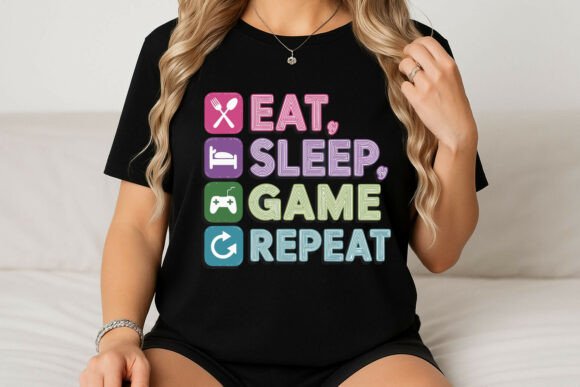 Eat Sleep Game Repeat Design: Graphics for T-Shirt Designs