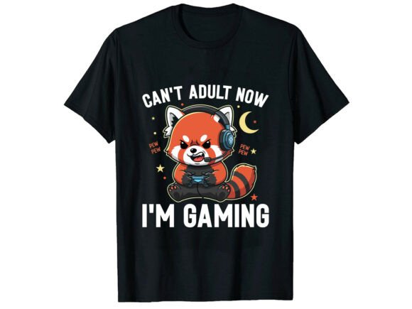 Funny Red Panda Gamer T-Shirt Design Graphics
