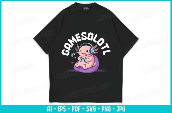 Gamesolotl SVG: Cute Gamer Graphics for T-Shirt Designs