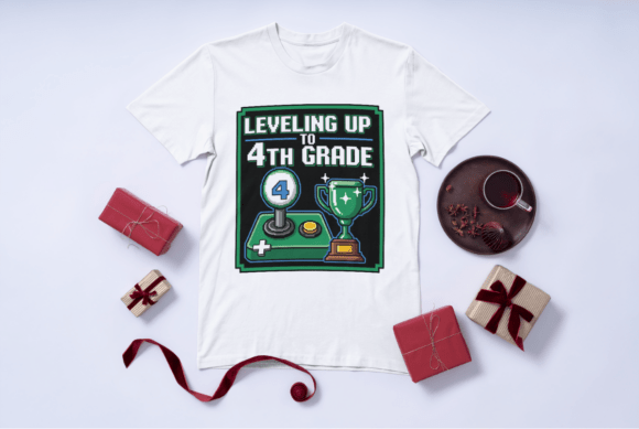 Leveling Up to 4th Grade SVG for T-Shirt Designs