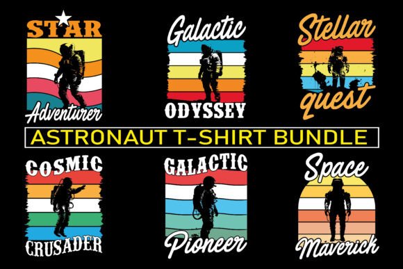 Modern Astronaut T-Shirt Bundle: Graphics for T-Shirt Designs